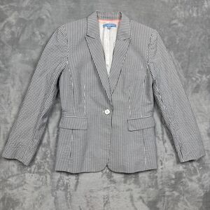Antonio Melani Women’s Size 8 Seersucker Blazer Gray White Striped